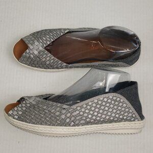 bernie mev. Silver Woven Peep-Toe Flats